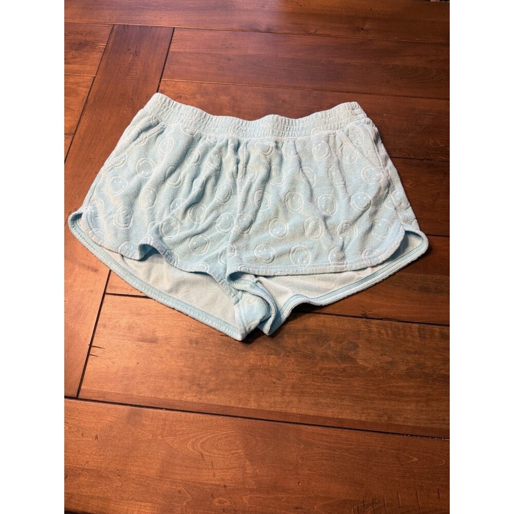 Offline by Aerie Womens Aqua Blue Smiley Face Terry Cloth Shorts Sz M